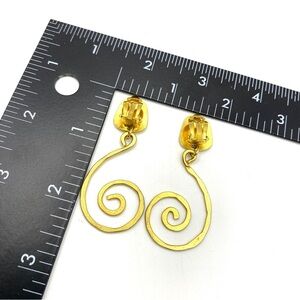 Vintage Gold Tone Textured Clip-On Swirl Earrings